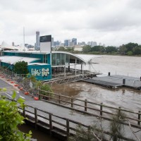 The rotting carcass of the floating restaurant at the mouth of Western Creek, 28 January 2013.