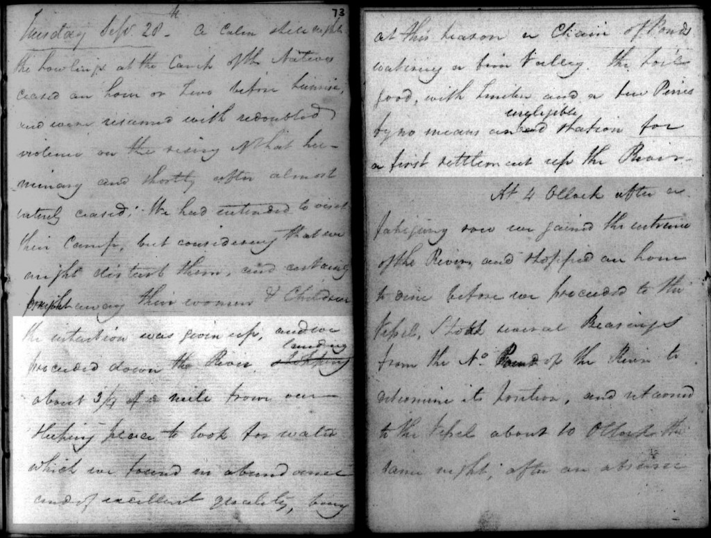 Pages from John Oxley's diary of his expedition up the Brisbane River in September 1824 (Mitchell Library, State Library of NSW: ML C246)