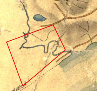 Part of Henry Wade's map from 1844, showing the extent of the CDOP site.