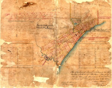 A survey plan of the Milton area in about 1850 (B.1234.14), held by Queensland's Museum of Lands, Mapping and Surveying.