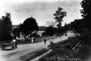 The bridge over Langsville Creek, Auchenflower, ca. 1914. John Oxley Library, State Library of Queensland, Neg: 10579.