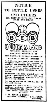 A notice from the Brisbane Bottle Exchange, published in the Courier Mail in 1941 