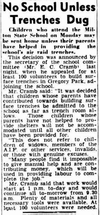 Clipping from The Courier Mail, 14 March 1942, p5. (Trove)