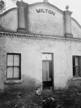 The front of the Milton Distillery building, still standing in 1949.