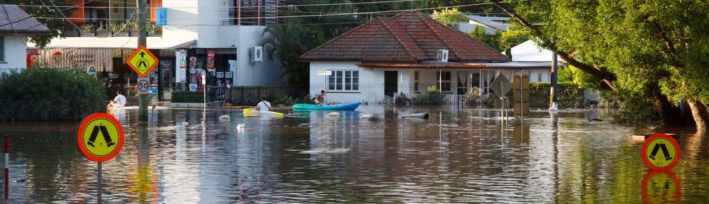 The junction of Bayswater Street and Baroona Road during the January 2011 flood