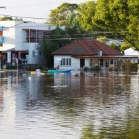 The junction of Bayswater Street and Baroona Road during the January 2011 flood