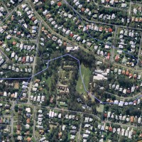 Aerial view of the creek from the Couldrey Street clearing to the Boundary Road roundabout