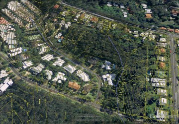 The path of Western Creek above Tristania Drive, showing features from the City Council's 'Detail Plans' from the 19#0s.