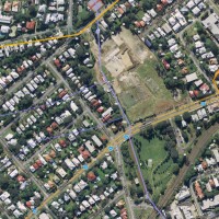 The path of Western Creek / Milton Drain through Frew Park and Milton Park (Google Maps)