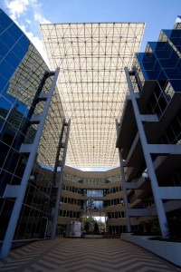 The courtyard of the John Oxley Centre, Coronation Drive, Decmber 2012