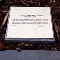 A plaque in the old courtyard of the John Oxley Centre, comemmorating Oxley's landing at Western Creek.