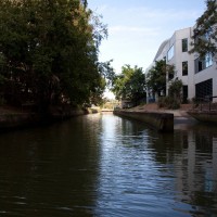 Milton Drain from behind Gardner's Close and the John Oxley Centre