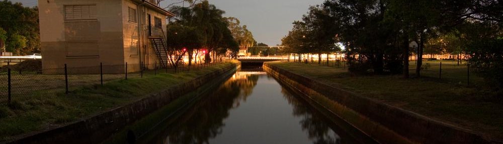 Milton Drain at night, looking towards Milton Road, 8 January 2012.