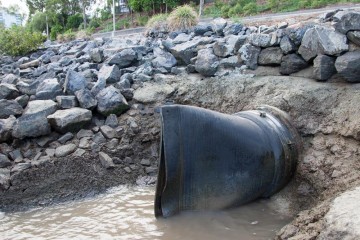 A duckbill valve on the riverbank at Milton