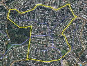 The Rosalie section of the Western Creek catchment (Google Maps)