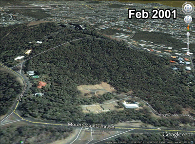 The land between Birdwood Terrace and Mount Coot-tha Road between 2001 and 2012.